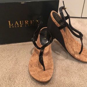 Ralph Lauren Cork Wedge Heels w/ buckle. Size 10